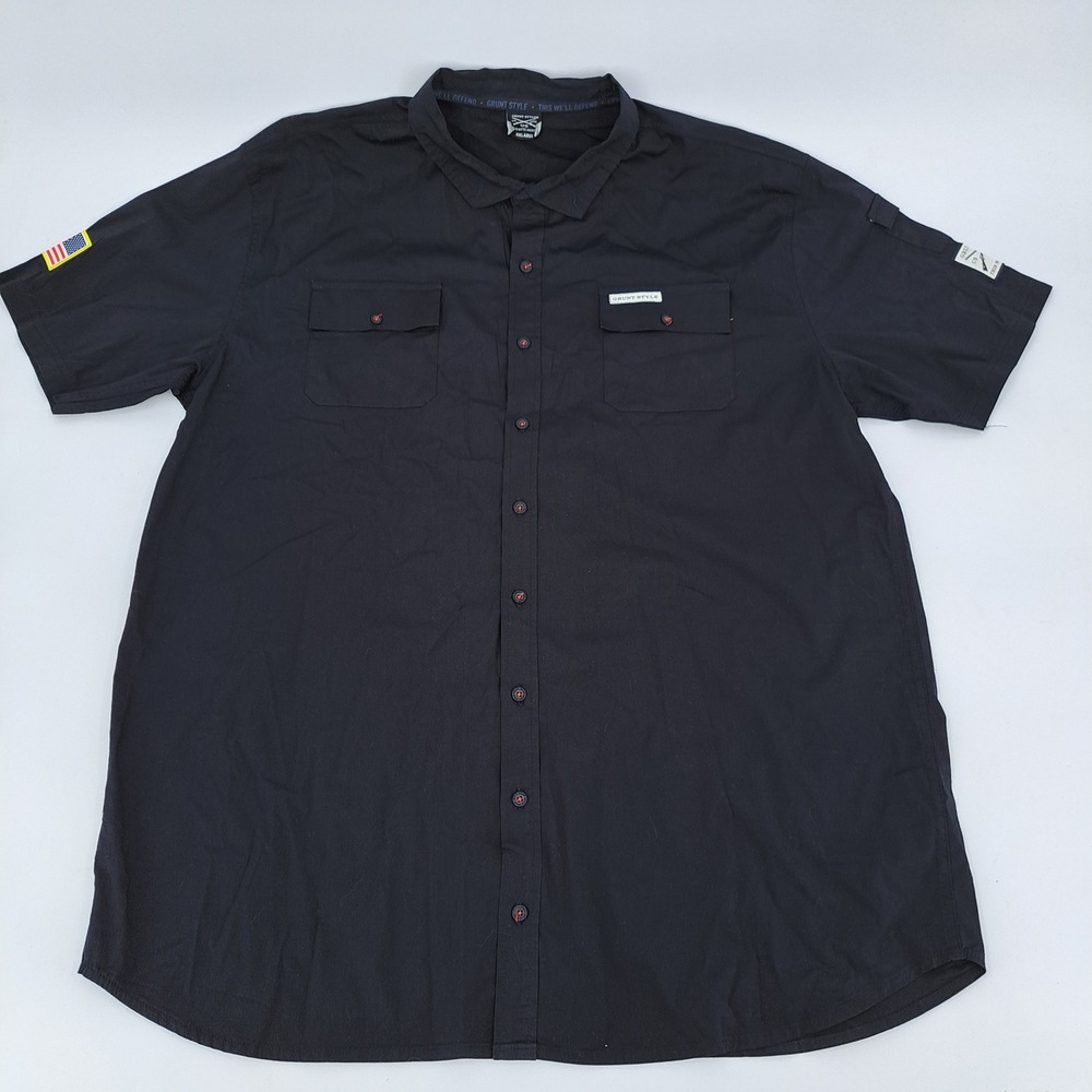 Grunt Style Button Down Shirt Mens 2XL Cotton Black Short Sleeve Tactical GS5216